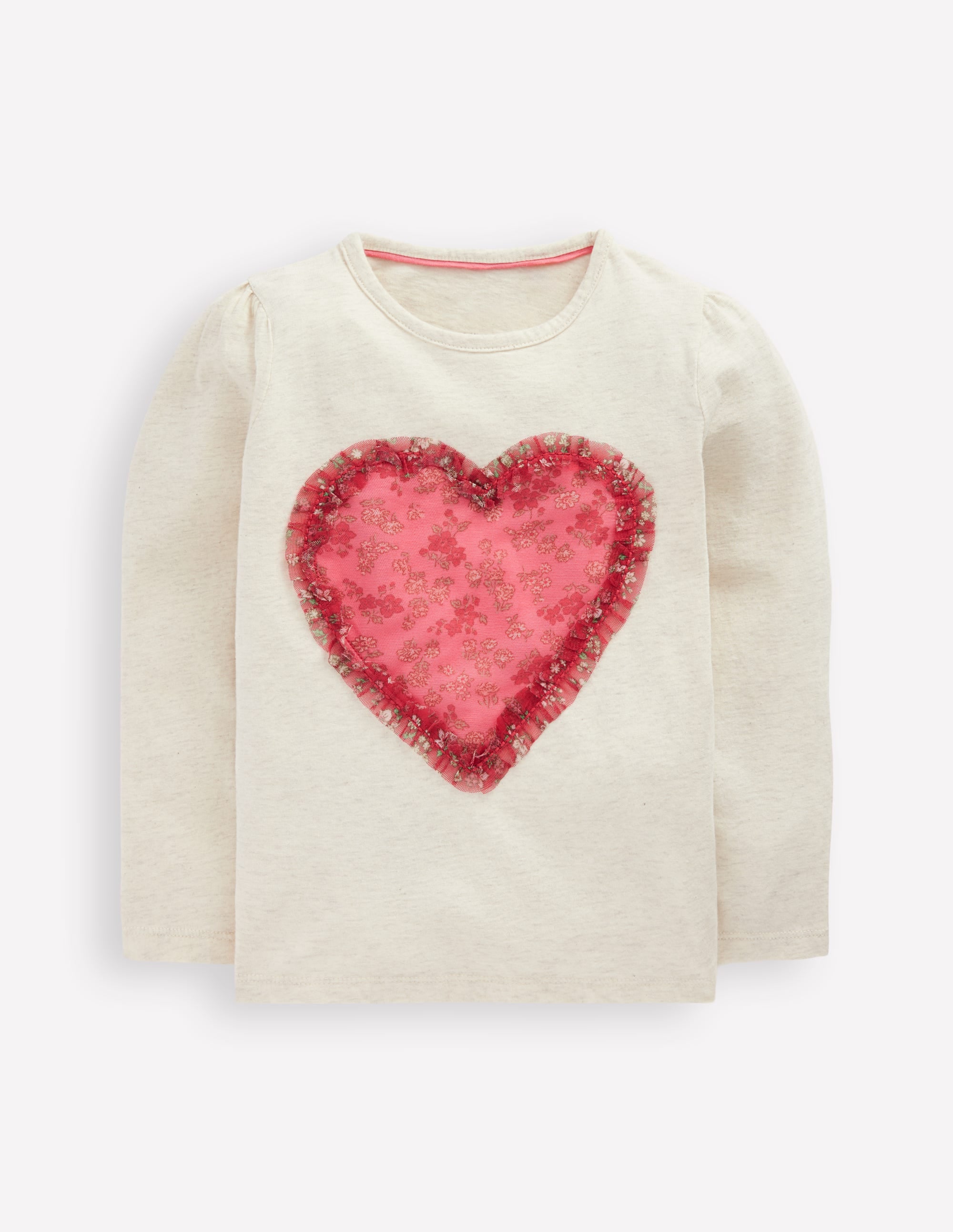 Puff Sleeve Appliqué  T-shirt-Ruffle Heart - Image 3