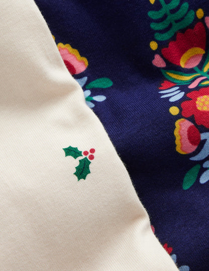 Twin Pack Snug Pyjamas-College Navy Christmas Trees-3