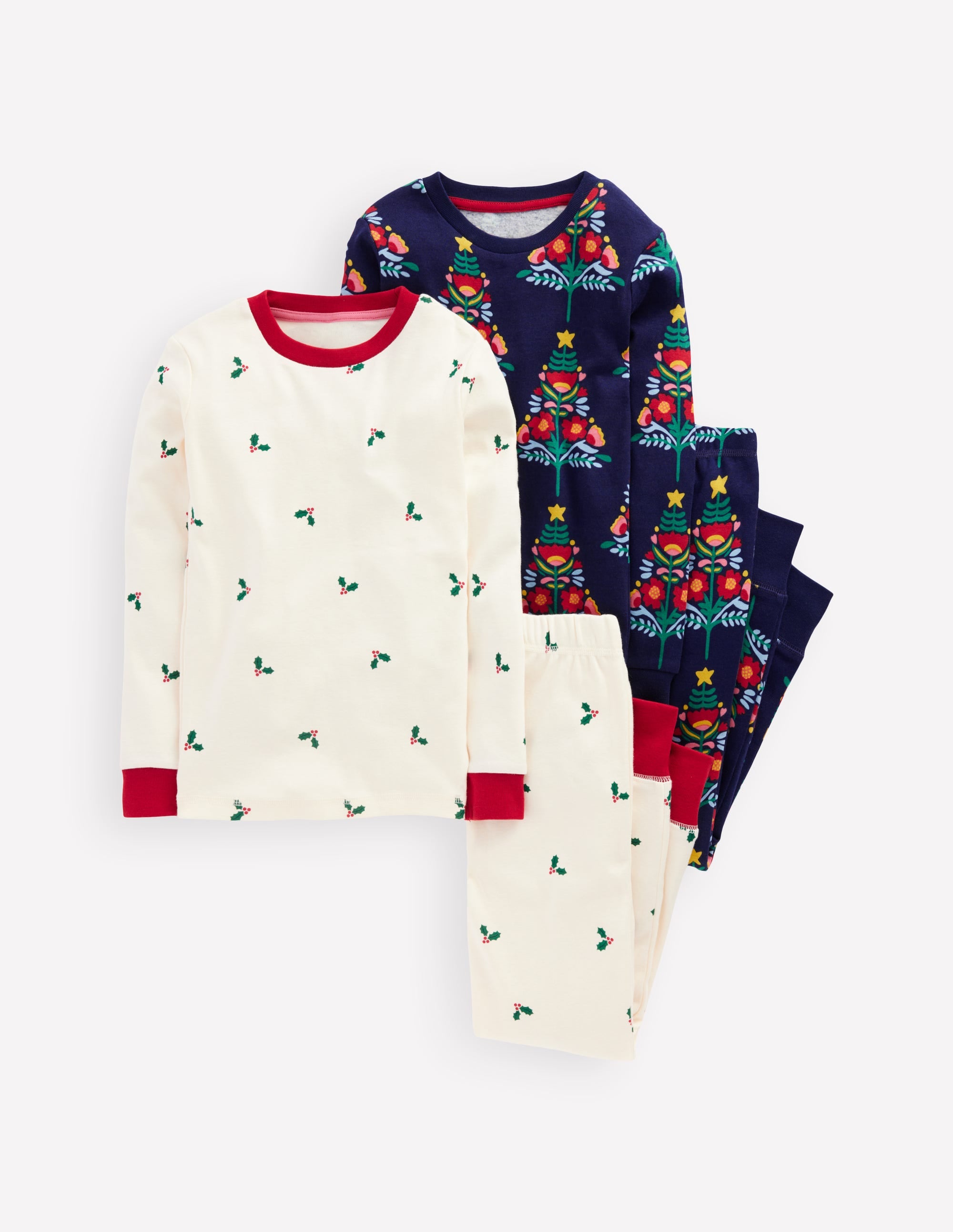 Twin Pack Snug Pyjamas-College Navy Christmas Trees - Image 1