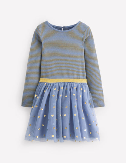 Twirly Tulle Mix Dress-Stormbolt Blue/ Gold Confetti-4