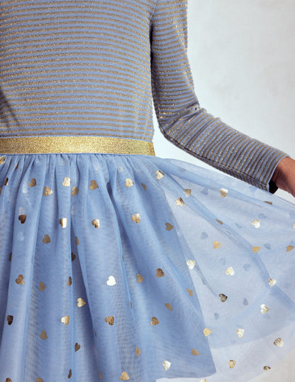 Twirly Tulle Mix Dress-Stormbolt Blue/ Gold Confetti-2