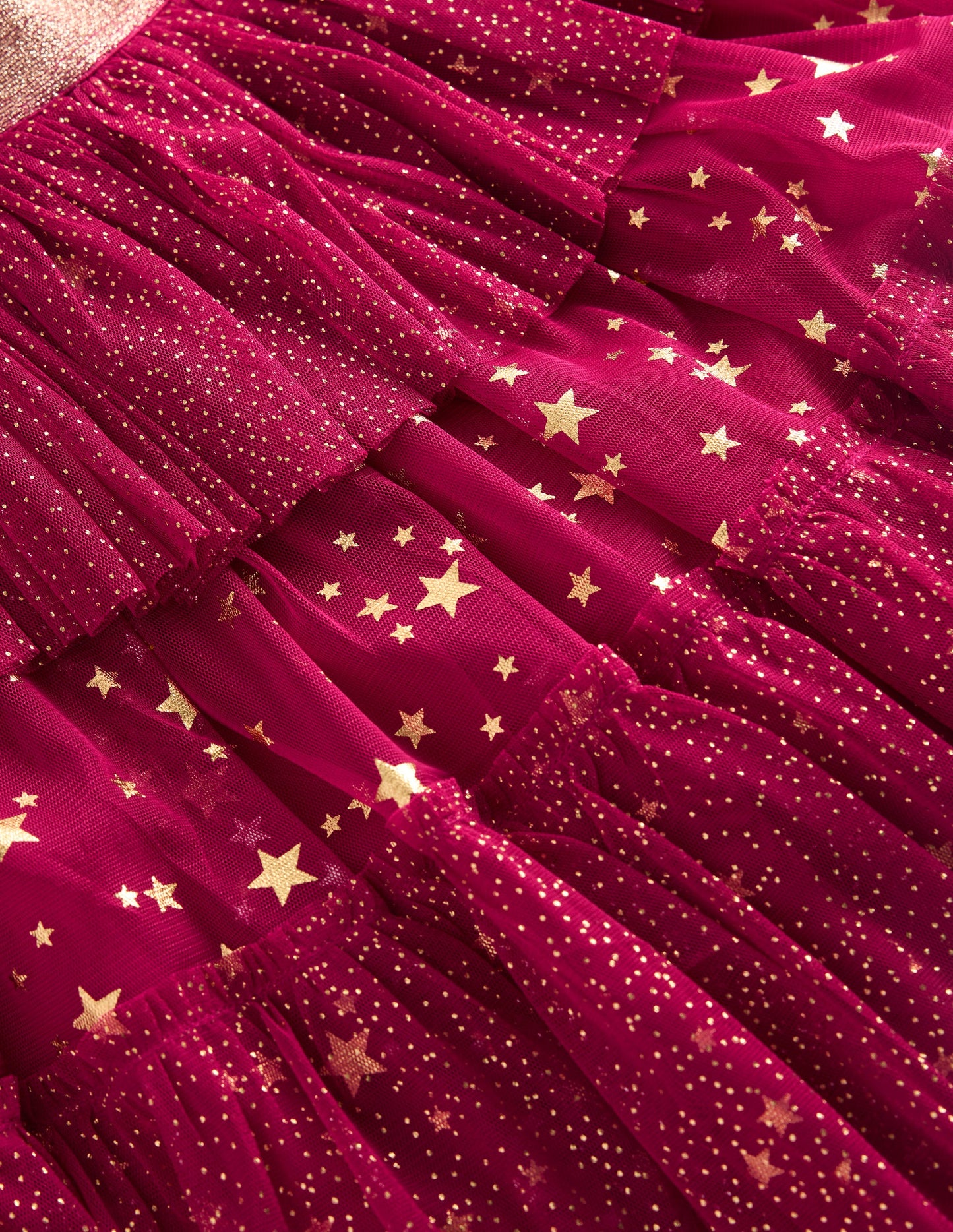 Tulle Ruffle Midi Skirt-Cherry Jam