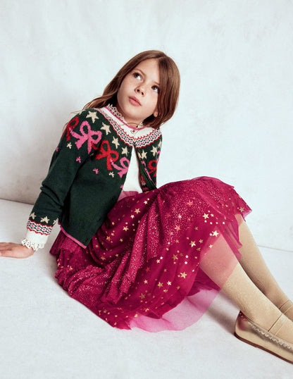 Tulle Ruffle Midi Skirt-Cherry Jam-3