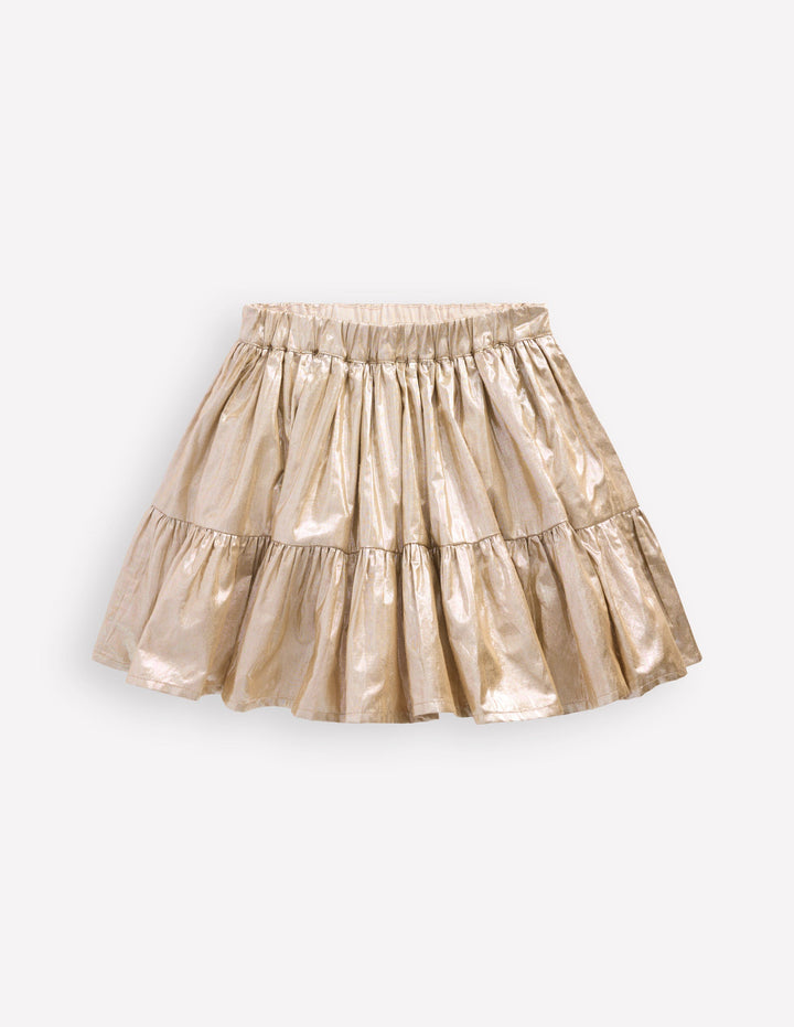 Metallic Tiered Skirt-Gold Metallic