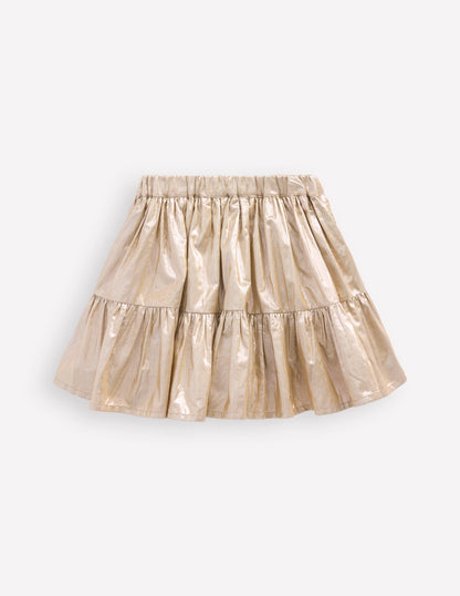 Metallic Tiered Skirt-Gold Metallic-2