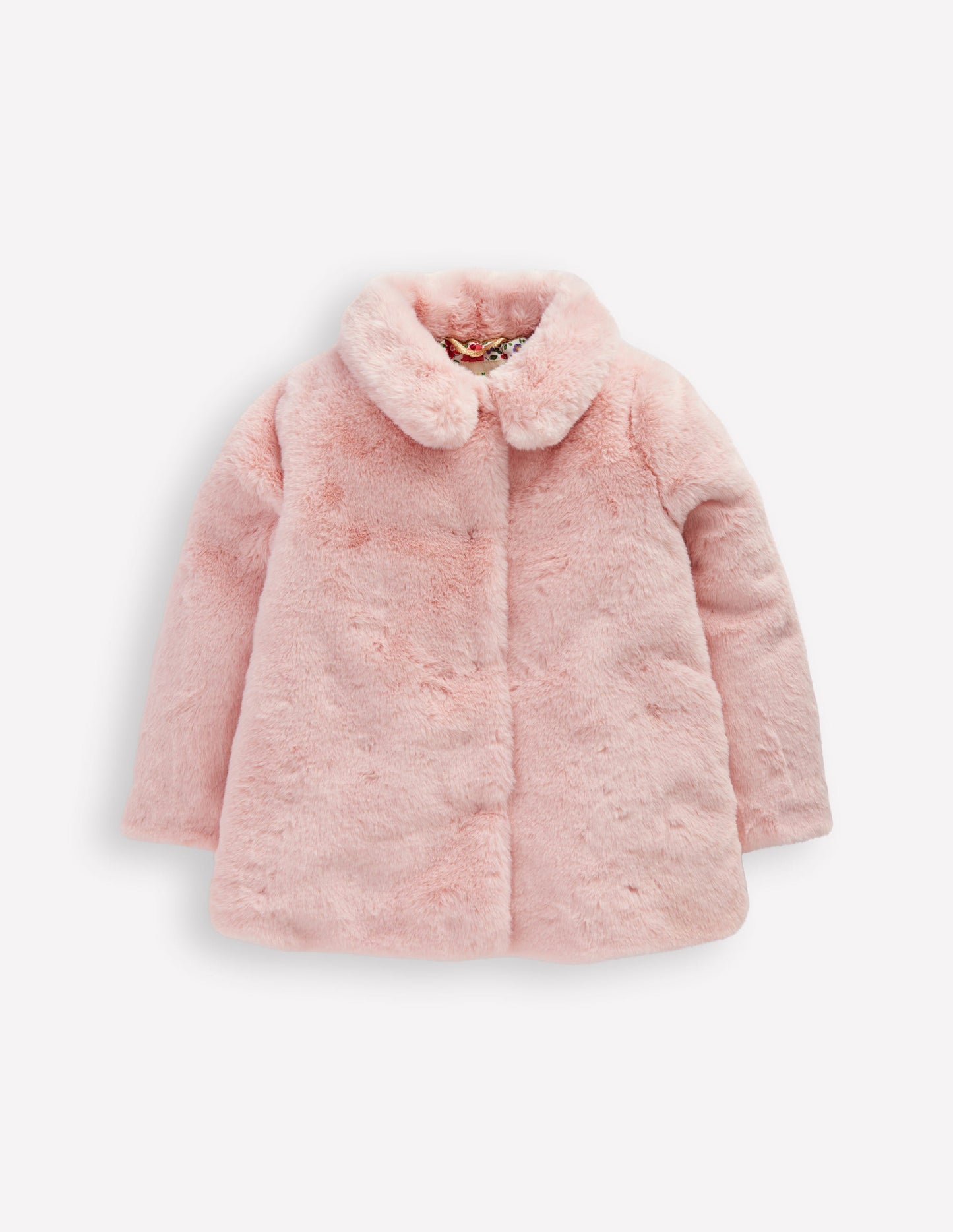 Faux Fur Collared Coat-Pink