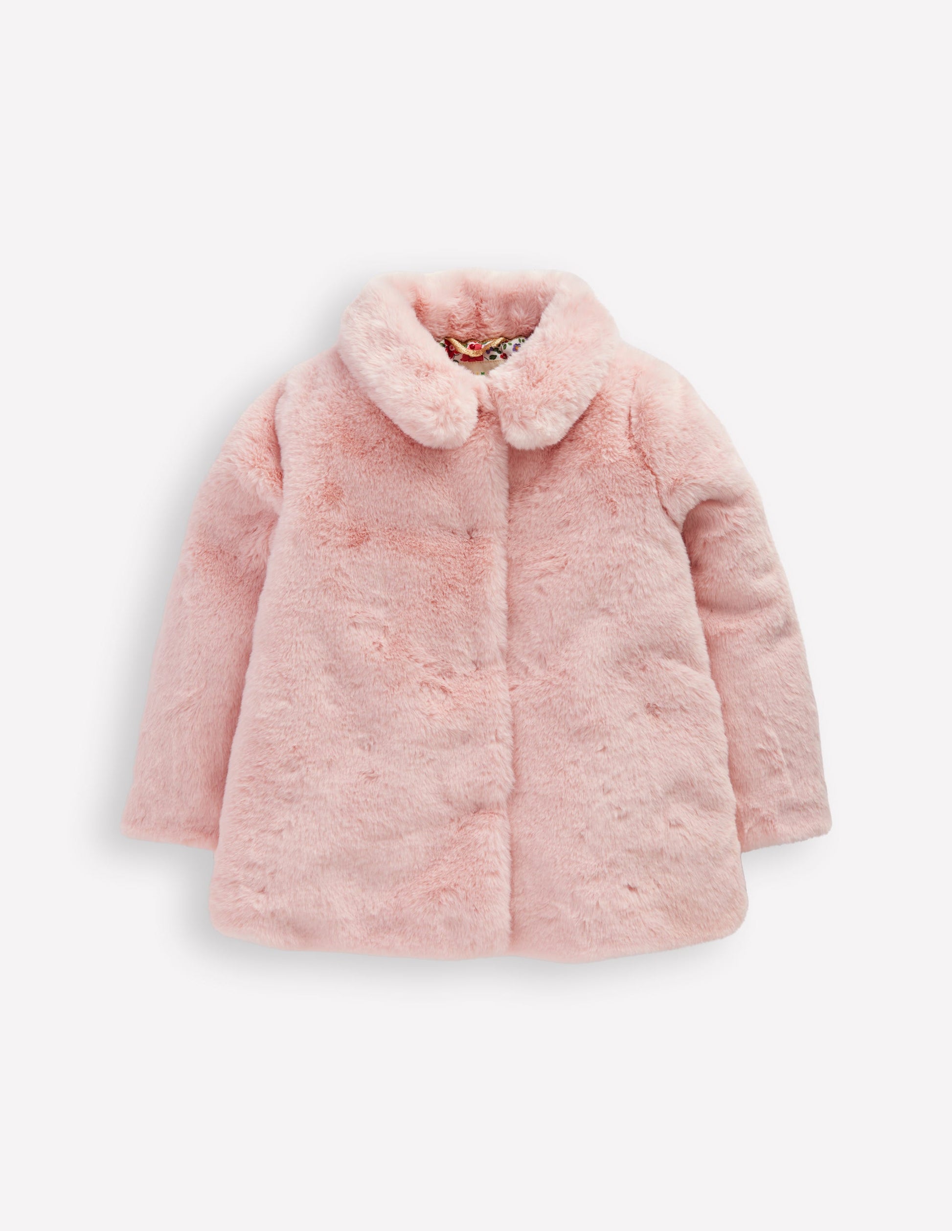 Faux Fur Collared Coat-Pink-2
