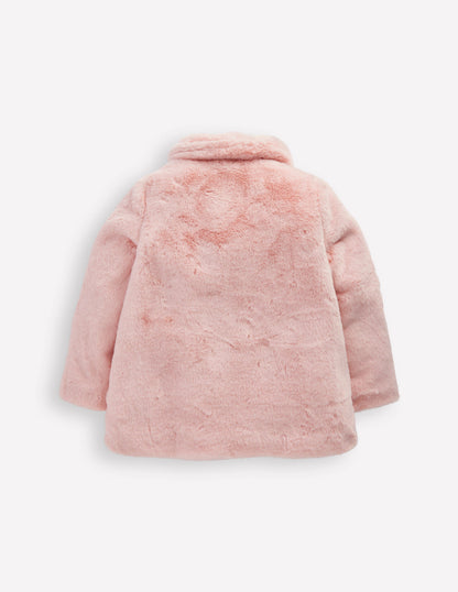 Faux Fur Collared Coat-Pink-3