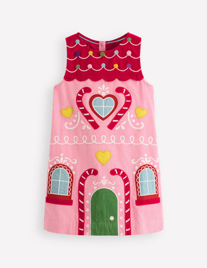 Logo Pinafore Dress-Formica Pink Gingerbread House-2