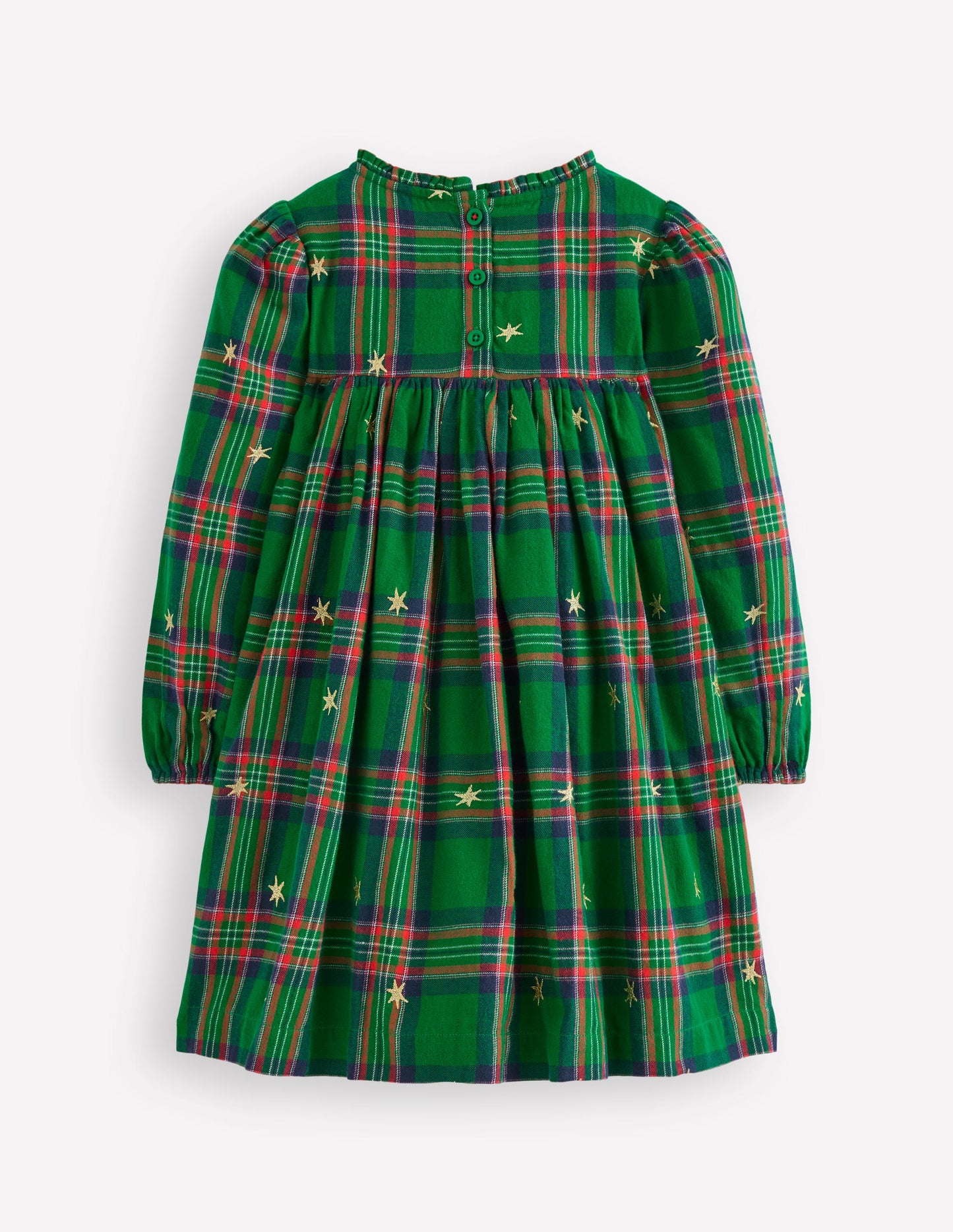 Ruffle Neck Woven Dress-Star Check