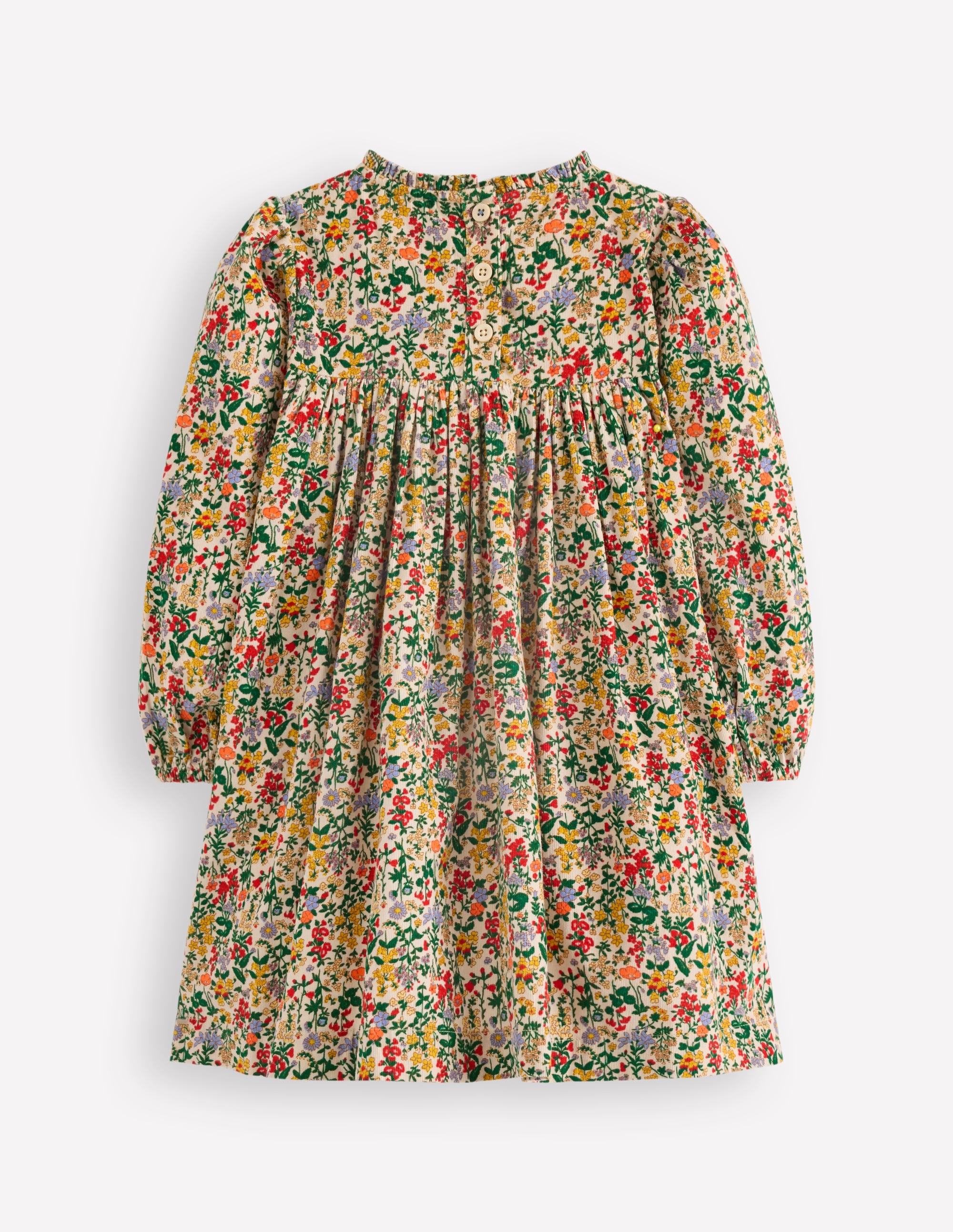 Ruffle Neck Woven Dress-Soft Ivory Flower Meadow - Image 2