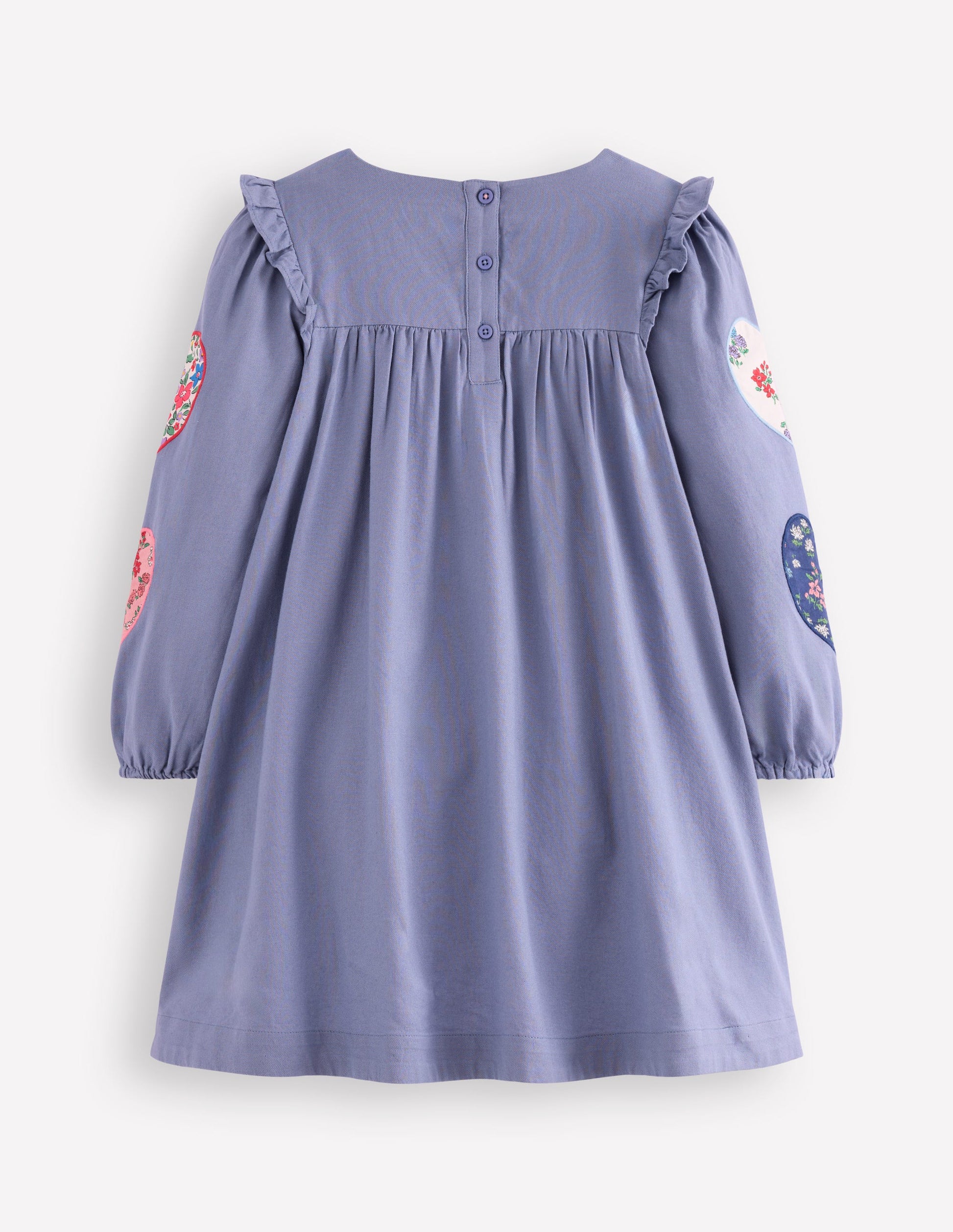 Heart Appliqué  Dress-Dusty Blue Hearts-3
