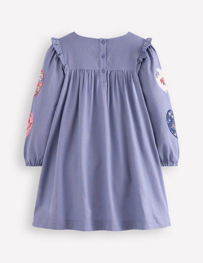 Heart Appliqué  Dress-Dusty Blue Hearts-3