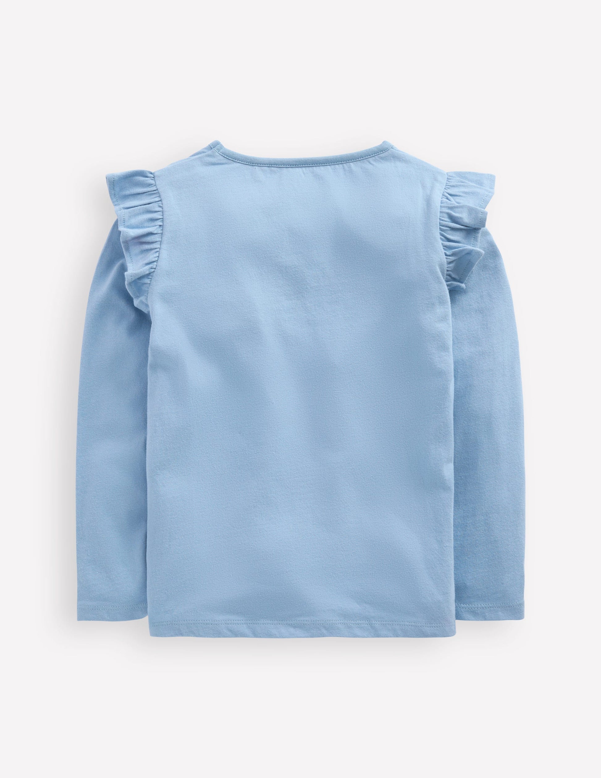 Frill Sleeve Appliqué T-shirt-Blue Lovebirds-2