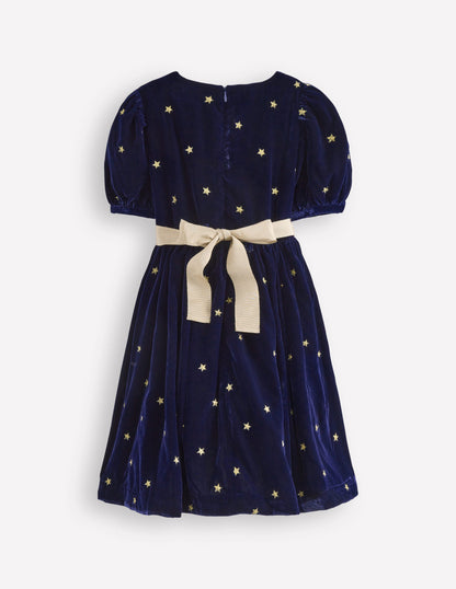 Velvet Party dress-College Navy Gold Stars-6
