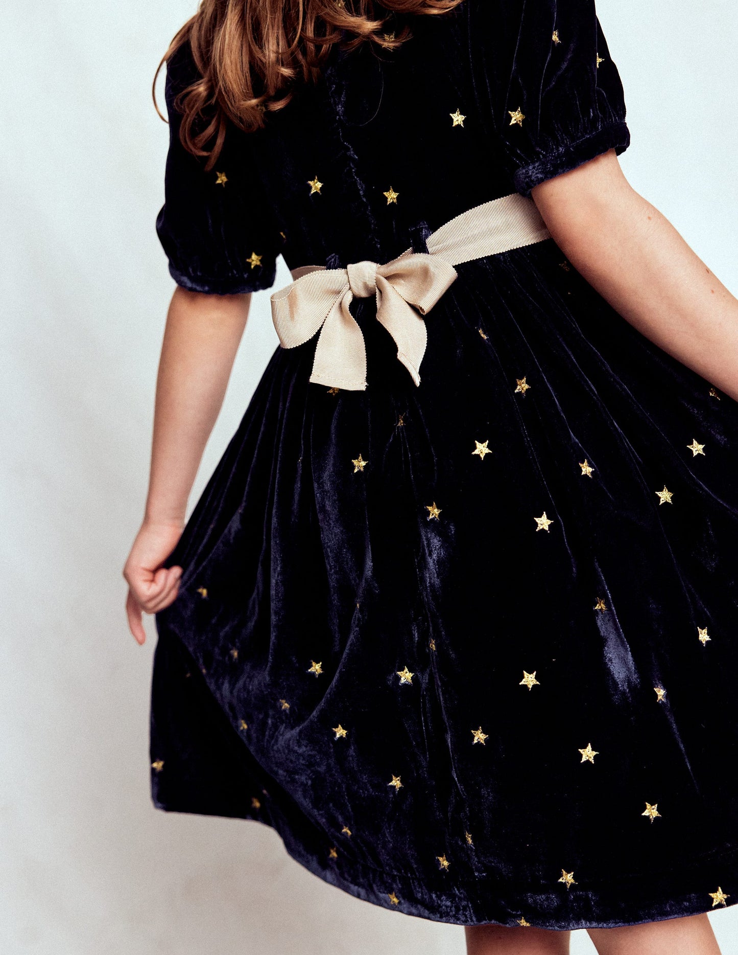 Velvet Party dress-College Navy Gold Stars
