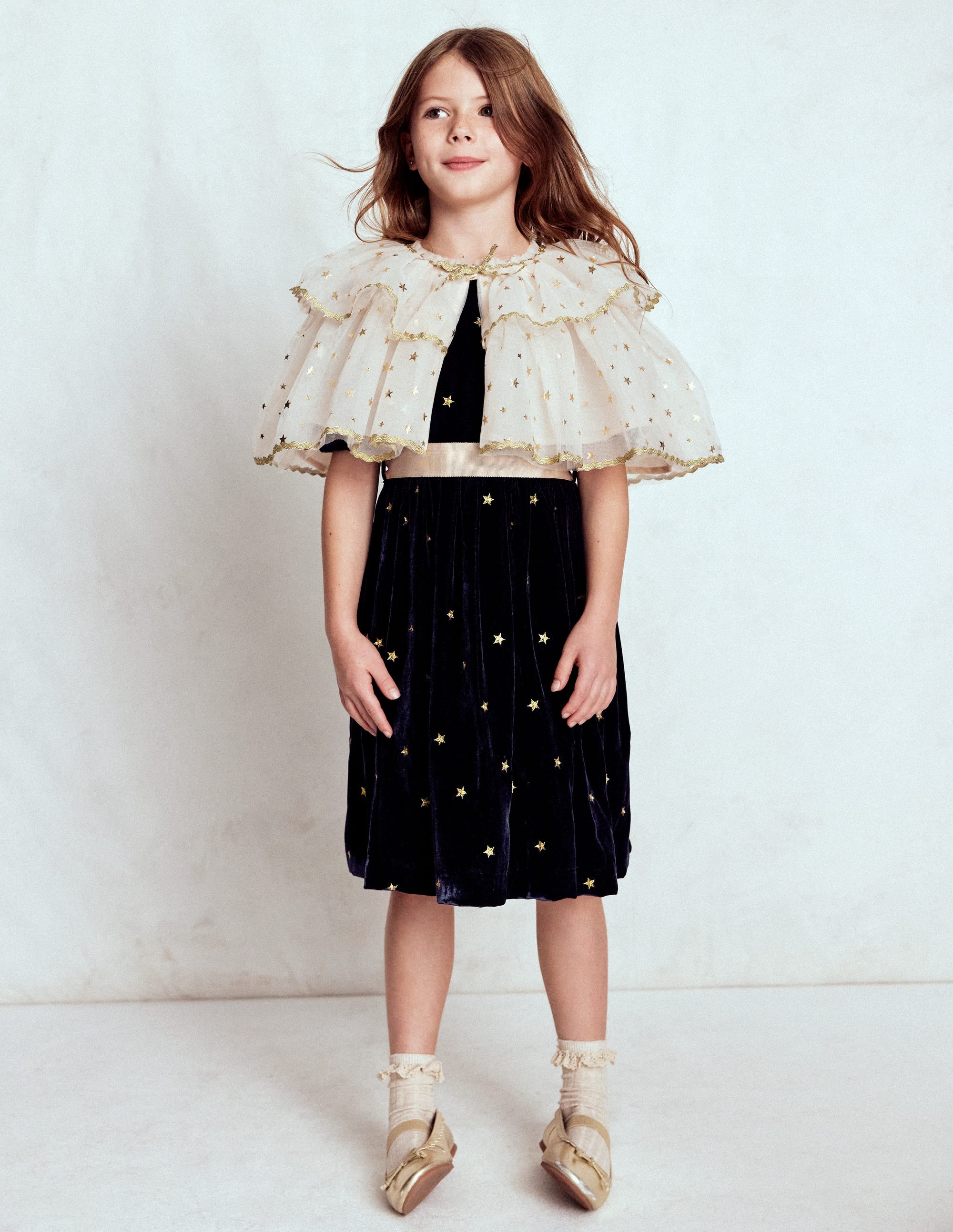 Velvet Party dress-College Navy Gold Stars - Image 3