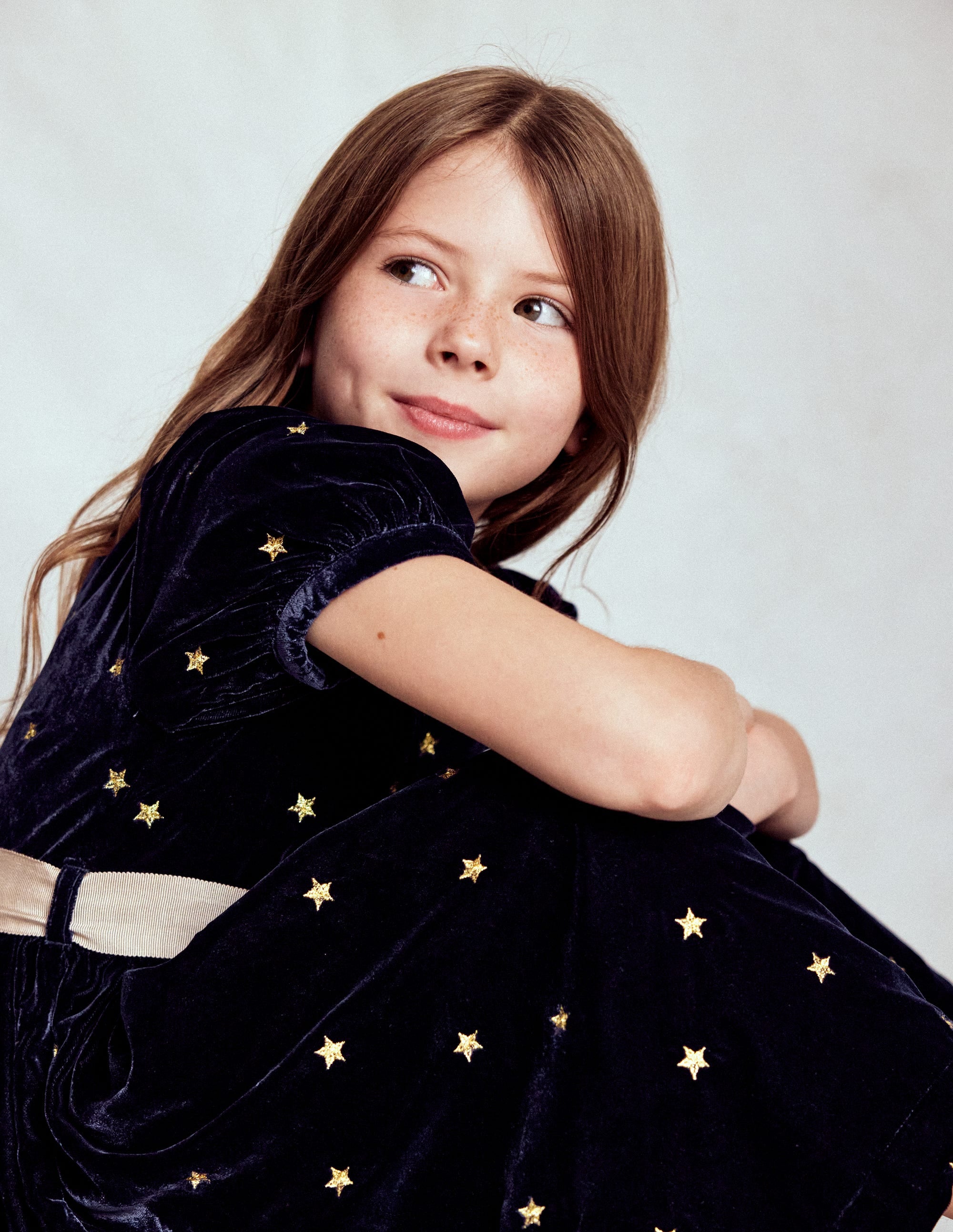 Velvet Party dress-College Navy Gold Stars - Image 4