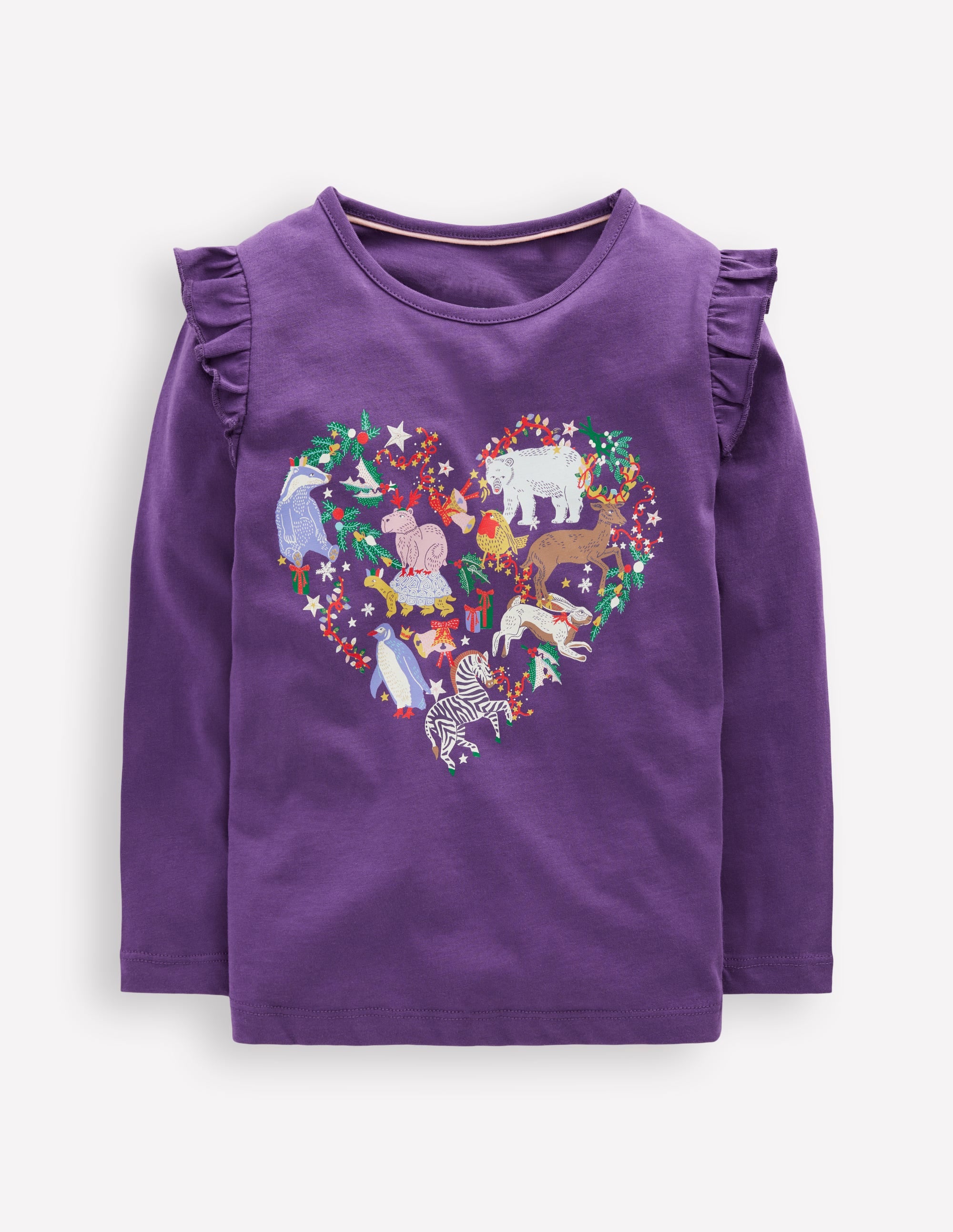 Long Sleeve Glow T-Shirt-Mystic Purple Animal Heart - Image 1
