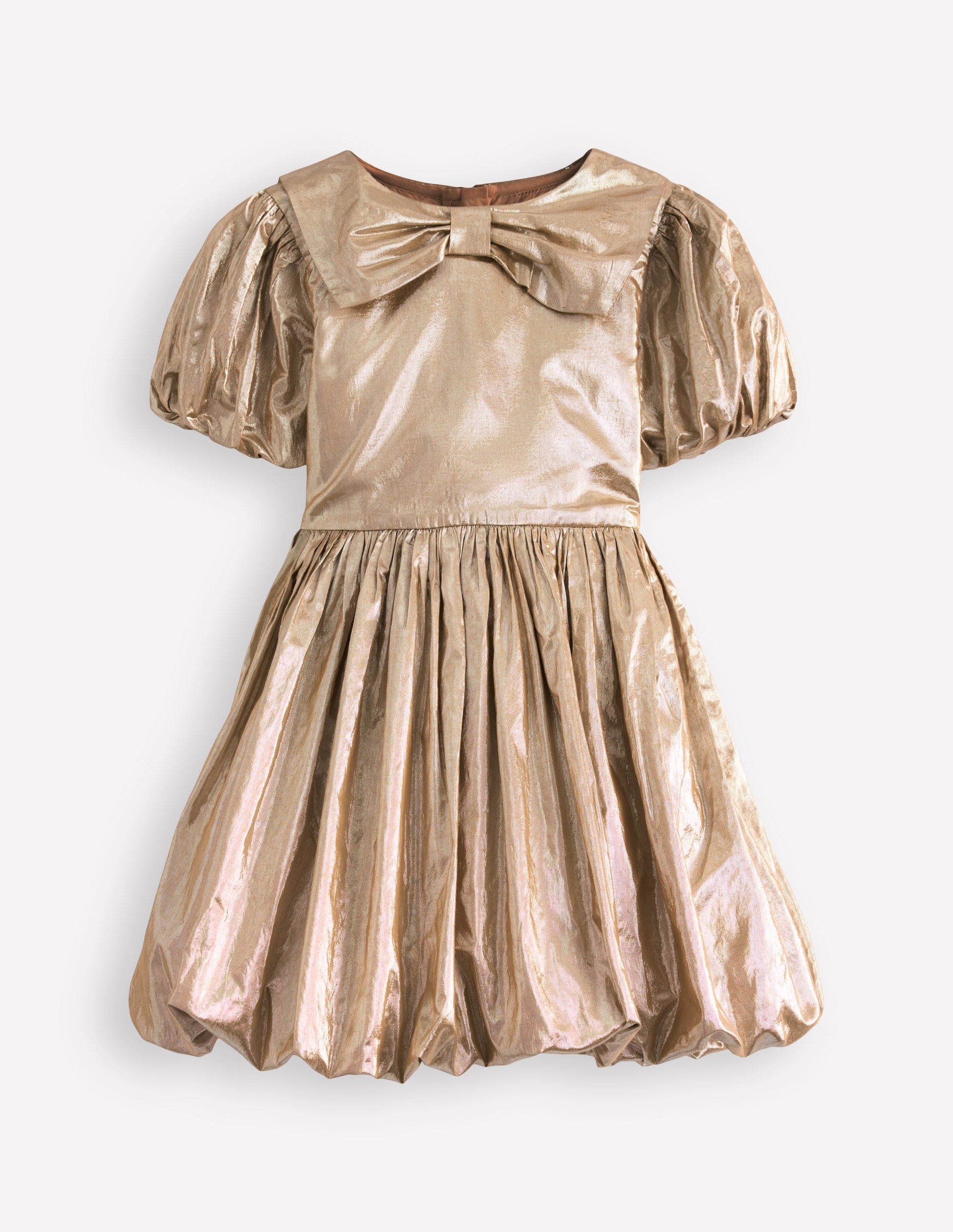 Bubble Hem Party Dress-Gold-1