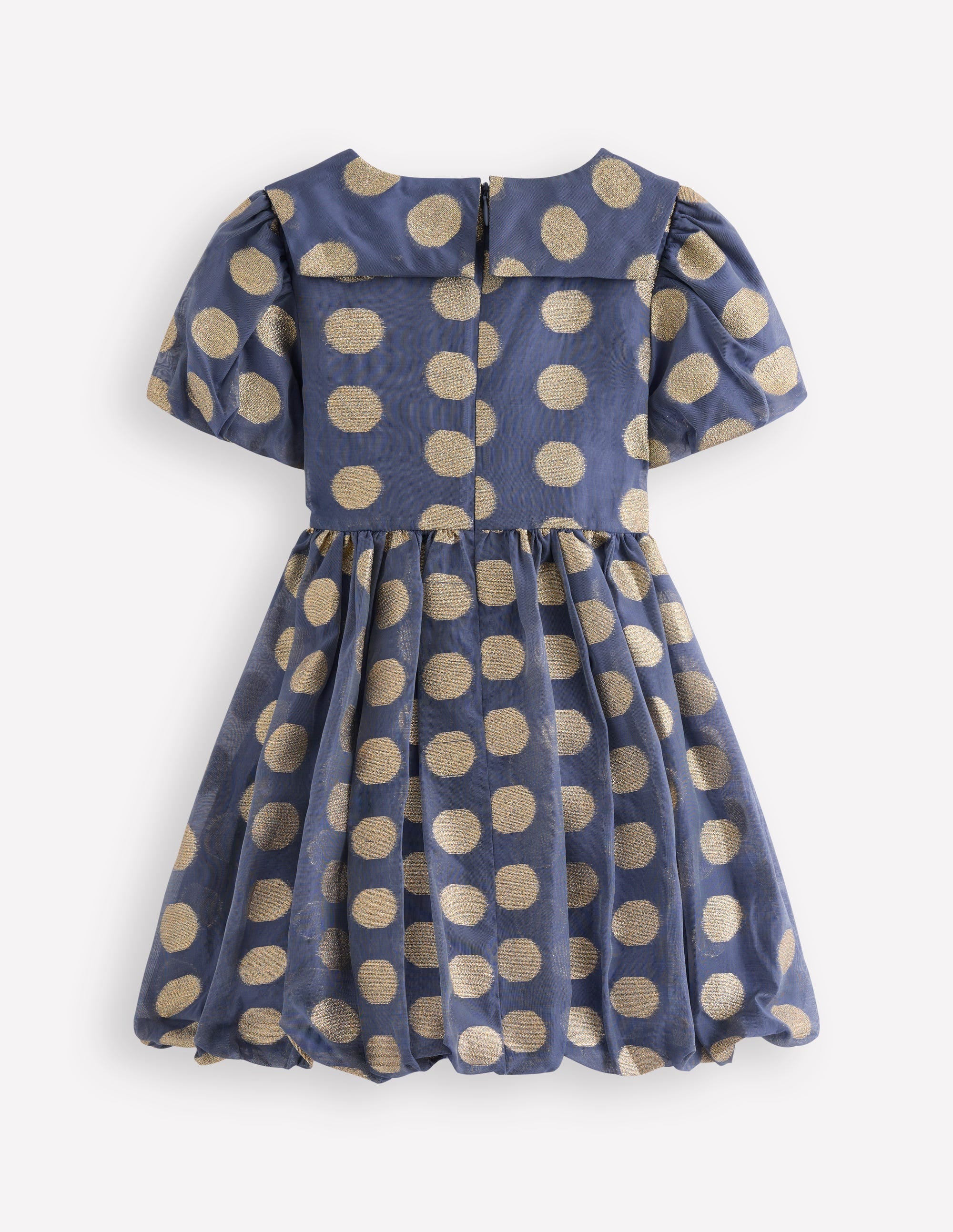 Bubble Hem Party Dress-College Navy Gold Spot - Image 6