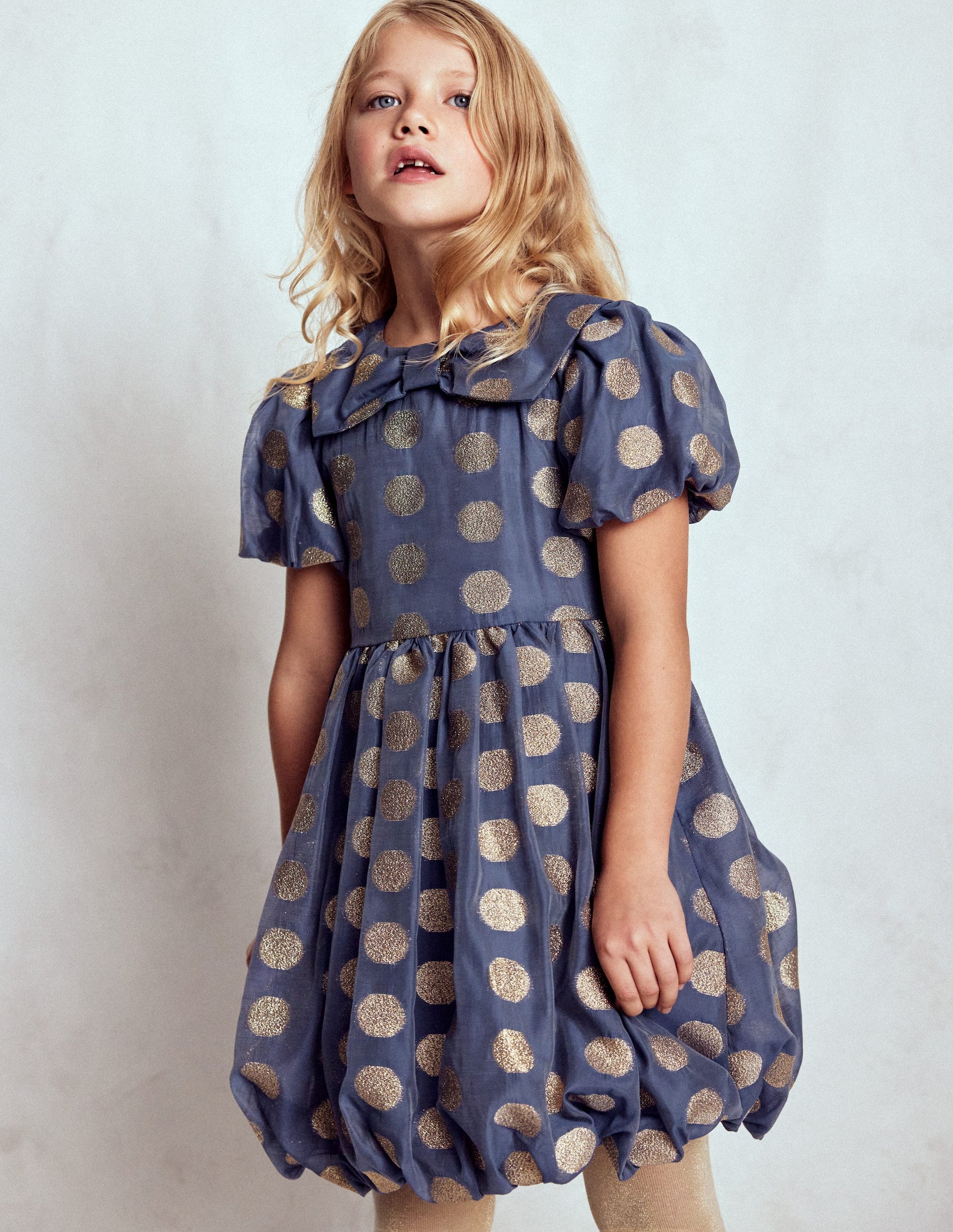 Bubble Hem Party Dress-College Navy Gold Spot | Boden Global Bubble Hem Party Dress-College Navy Gold Spot | Boden Global