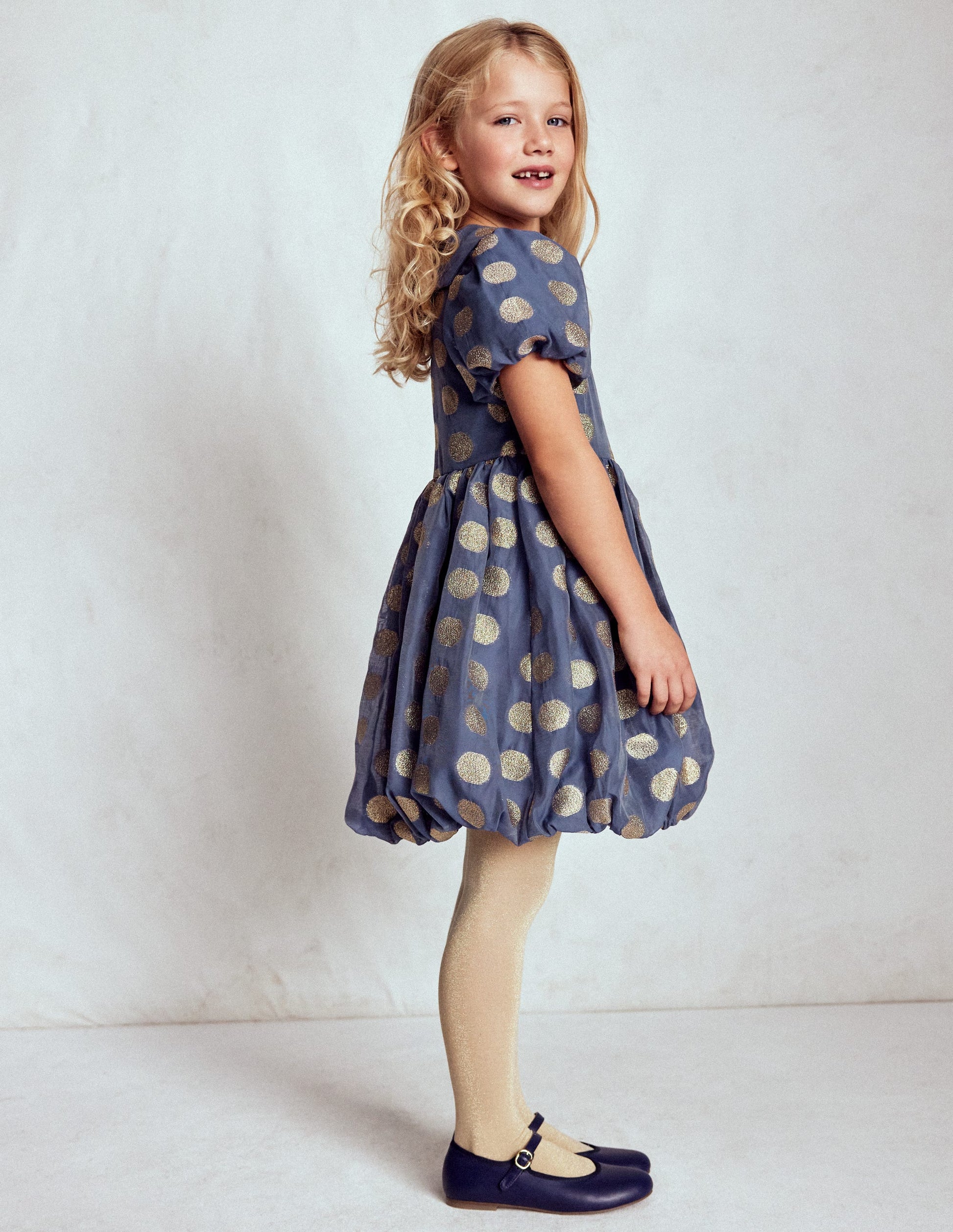 Bubble Hem Party Dress-College Navy Gold Spot | Boden Global Bubble Hem Party Dress-College Navy Gold Spot | Boden Global
