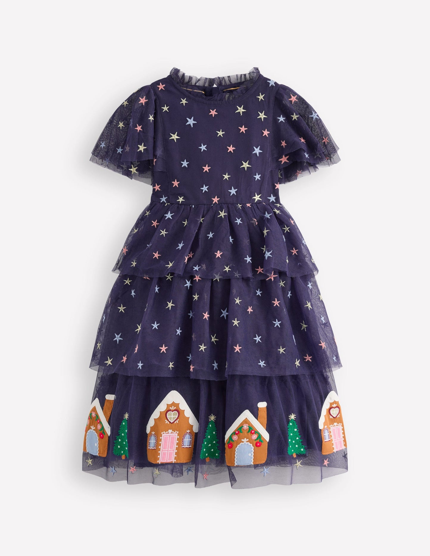 Tulle Tiered Gingerbread Dress-Medieval Blue