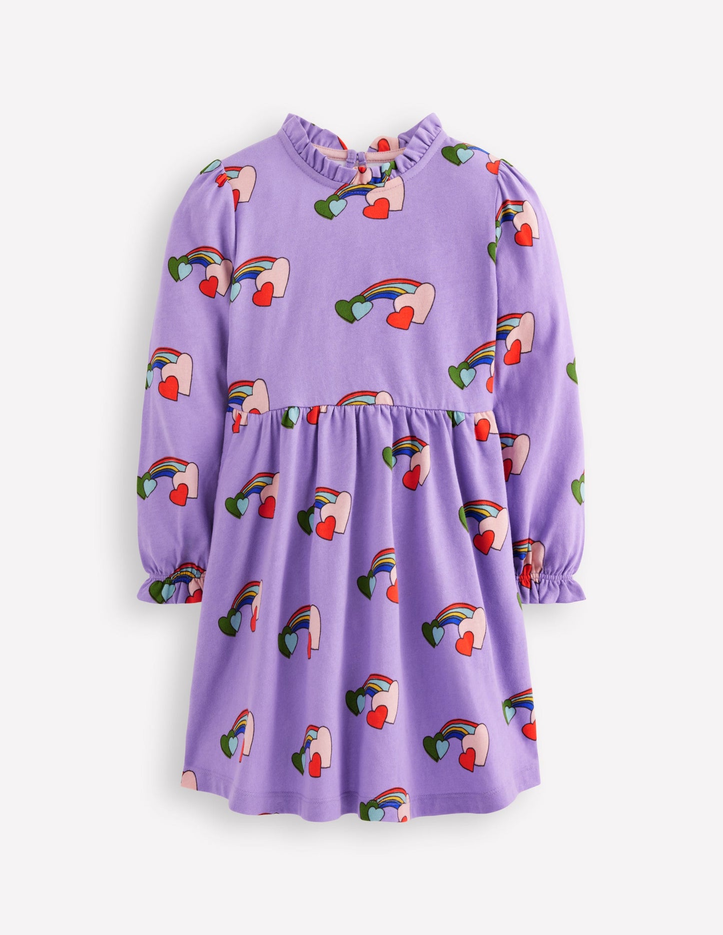 Blouson Sleeve Jersey Dress-Purple Love Rainbow