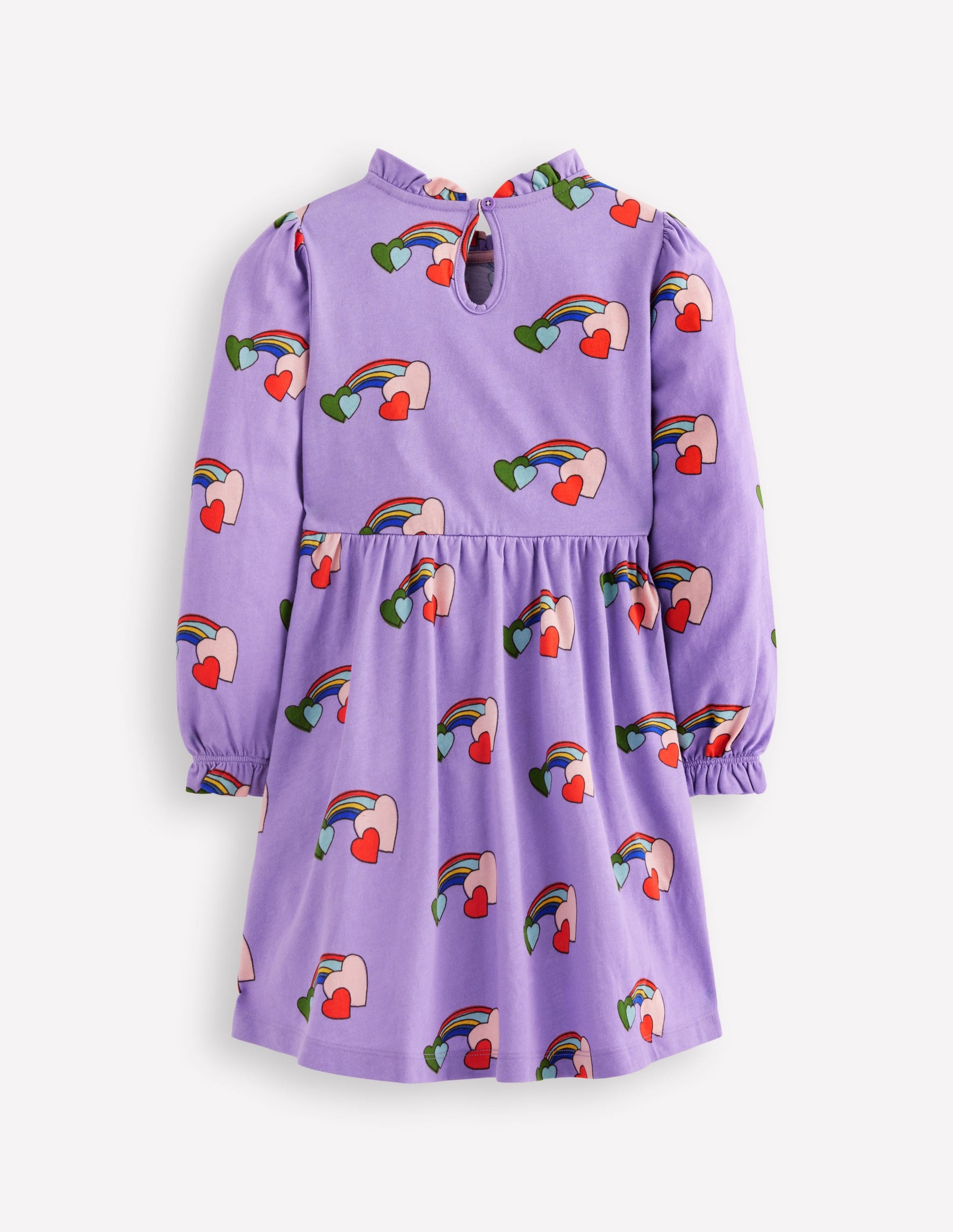 Blouson Sleeve Jersey Dress-Purple Love Rainbow-2