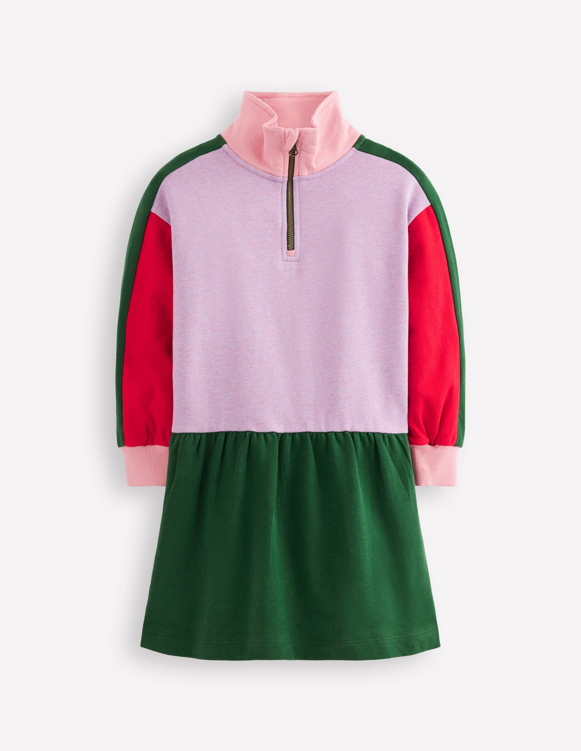 Half Zip Sweat Dress-Colour Block Marl - Image 2