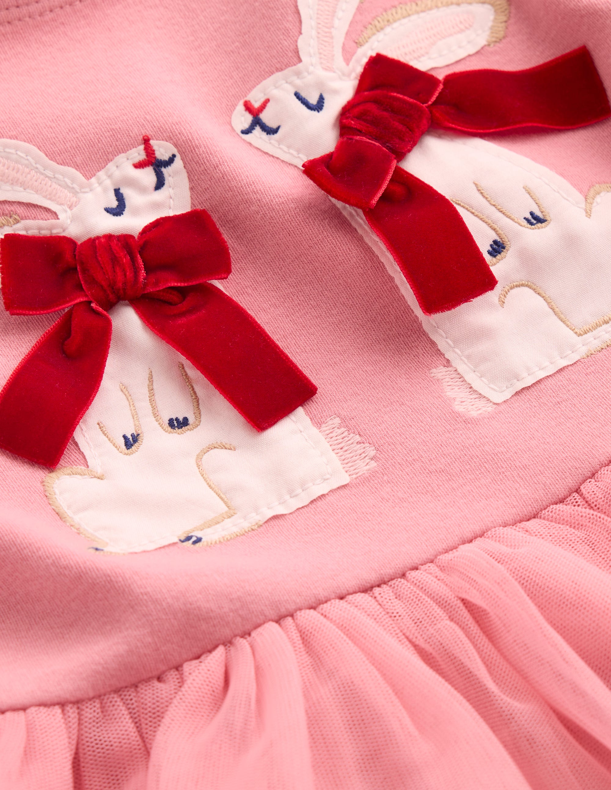 Appliqué Tulle Dress-Bubblegum Pink Bunnies - Image 5
