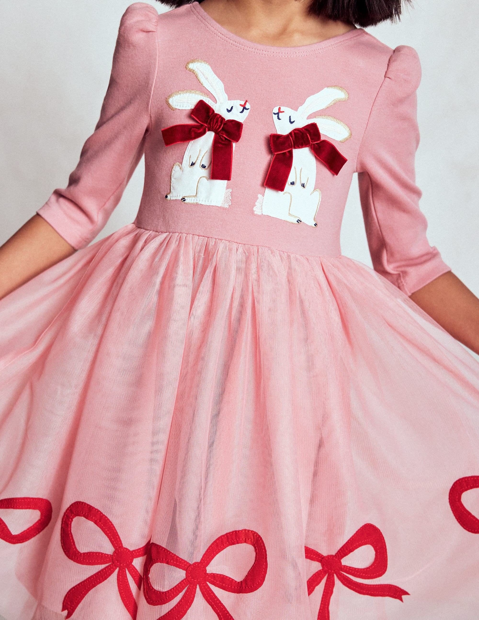 Appliqué Tulle Dress-Bubblegum Pink Bunnies - Image 2