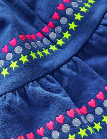 Drop Waist Sweatshirt Dress-Bluejay Embroidery-5