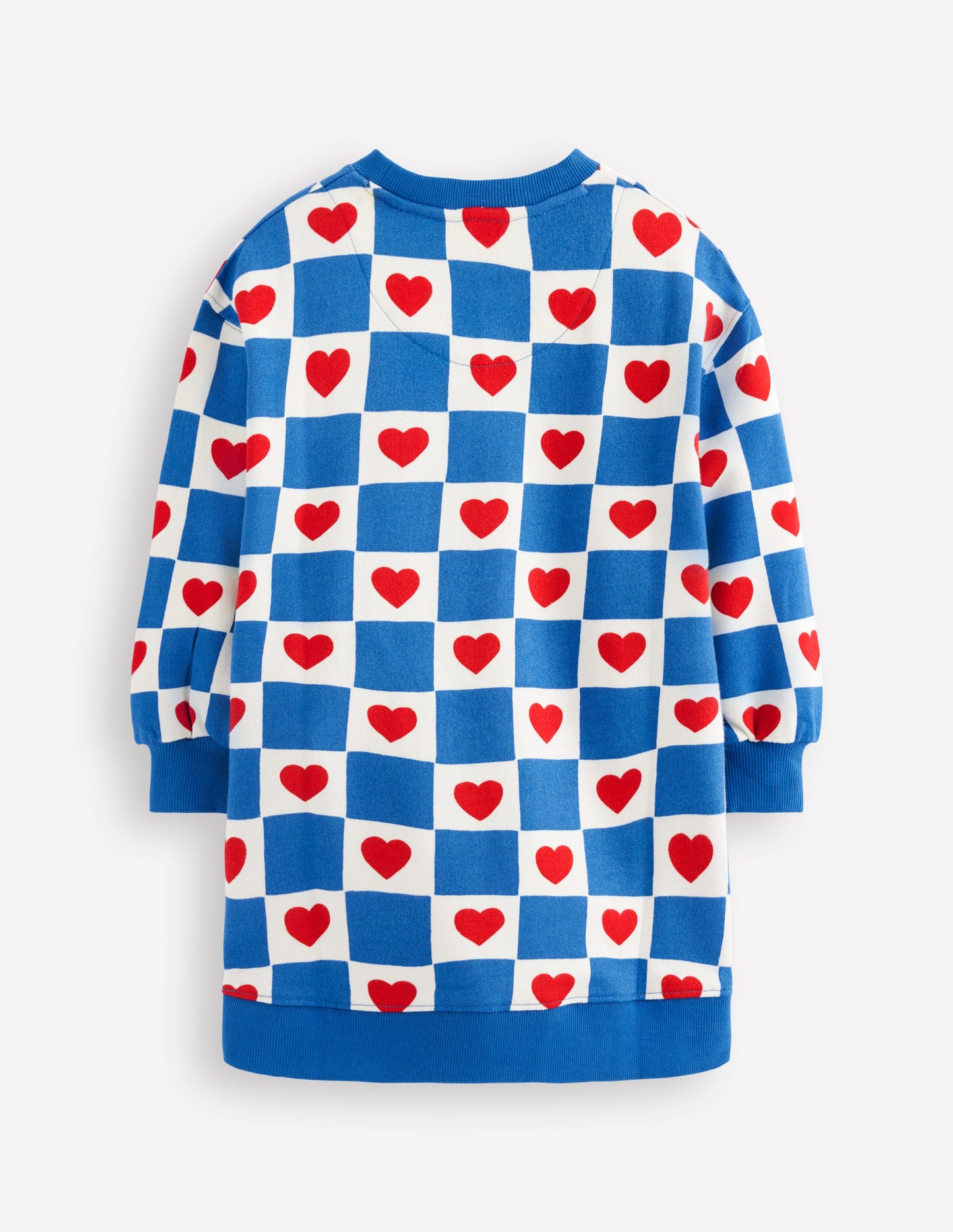 Relaxed Sweatshirt Dress-Blue Heart Stamp