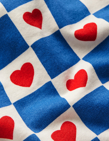 Relaxed Sweatshirt Dress-Blue Heart Stamp-5