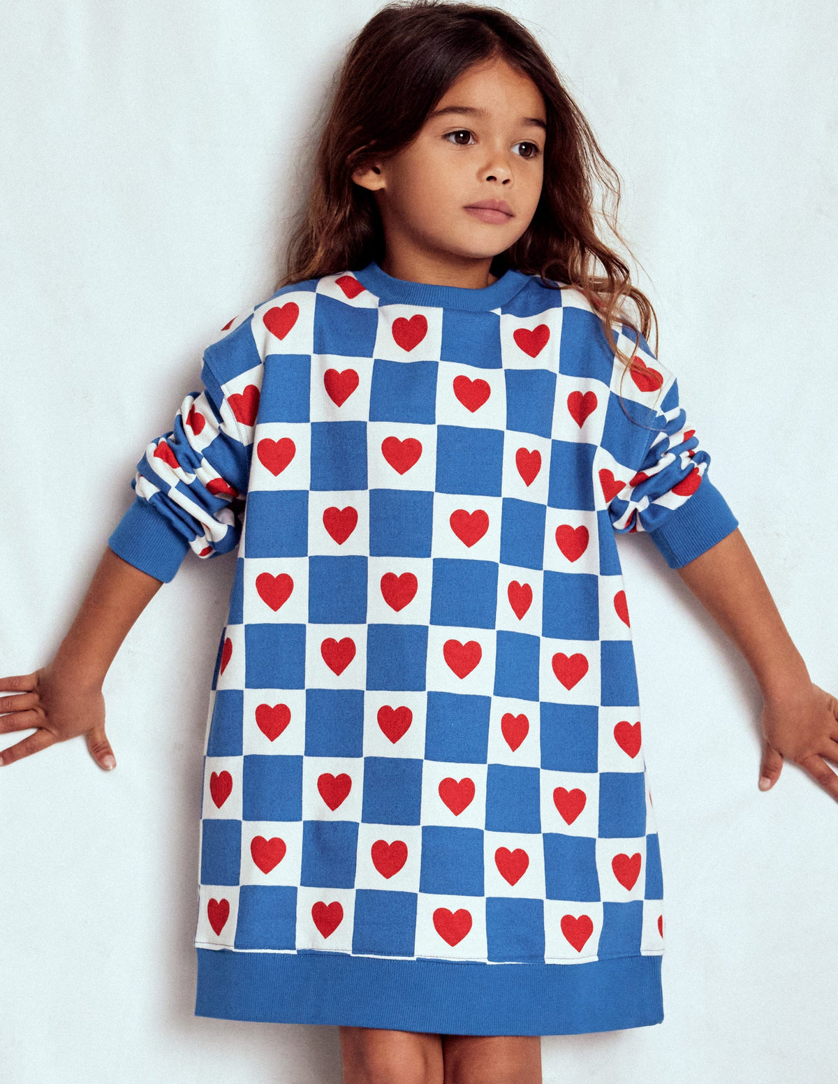 Ami Relaxed Sweatshirt Dress-Blue Heart Stamp - Image 2