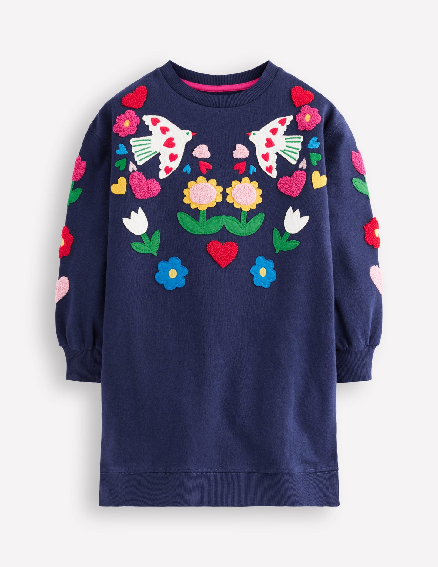 Relaxed Sweatshirt Dress-College Navy Birds