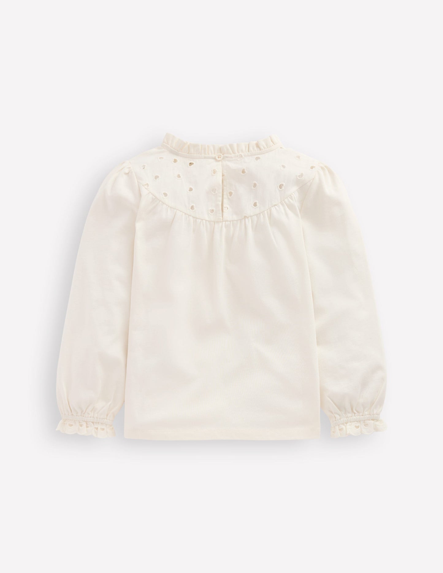 Jersey Heart Broderie Top-Soft Ivory