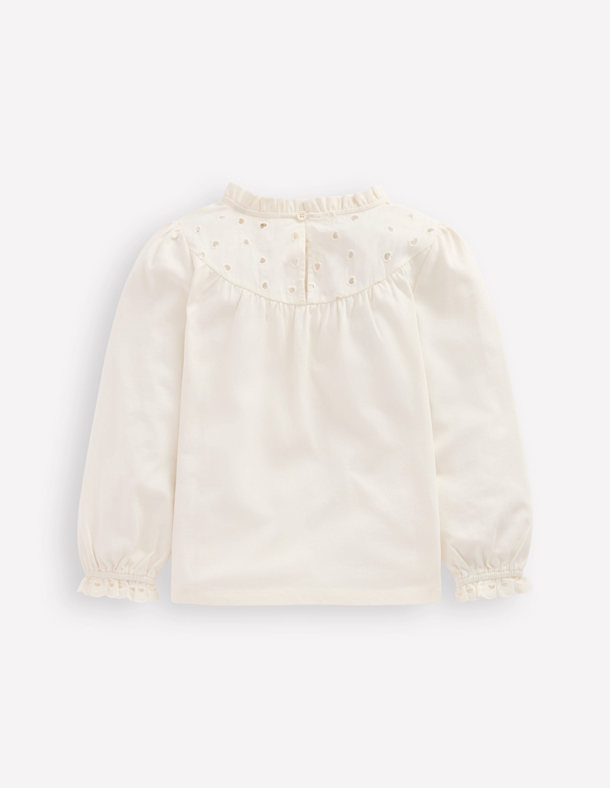 Jersey Heart Broderie Top-Soft Ivory - Image 2