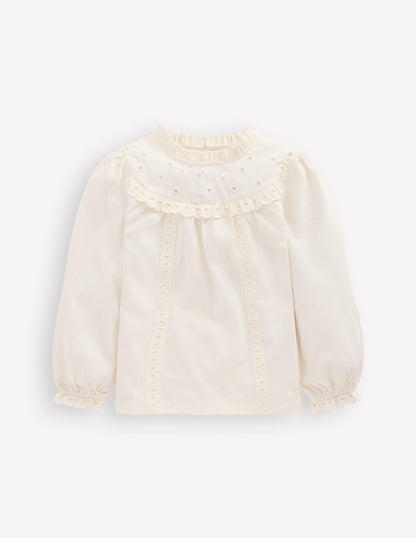 Jersey Heart Broderie Top-Soft Ivory-1