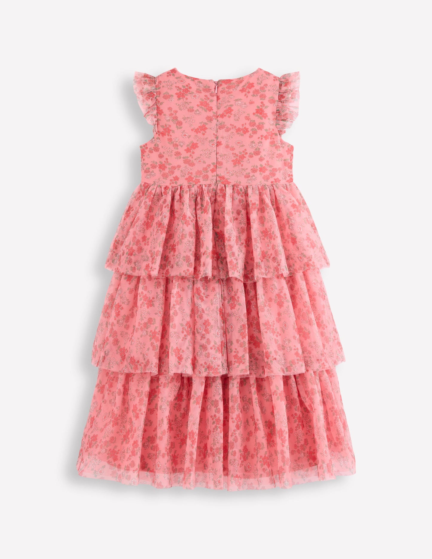 Heart Tulle Dress-Salmon Pink Meadow Floral