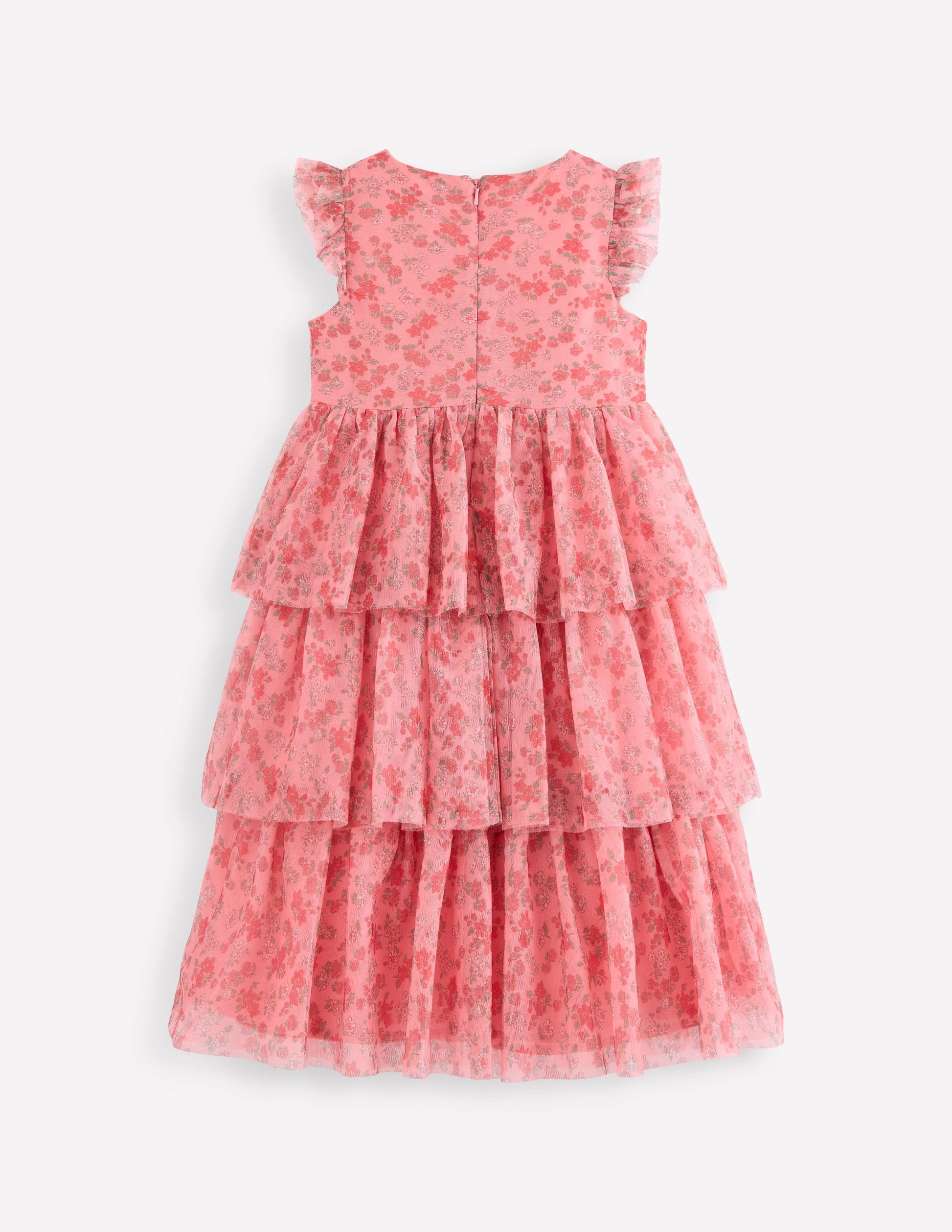 Heart Tulle Dress-Salmon Pink Meadow Floral-2