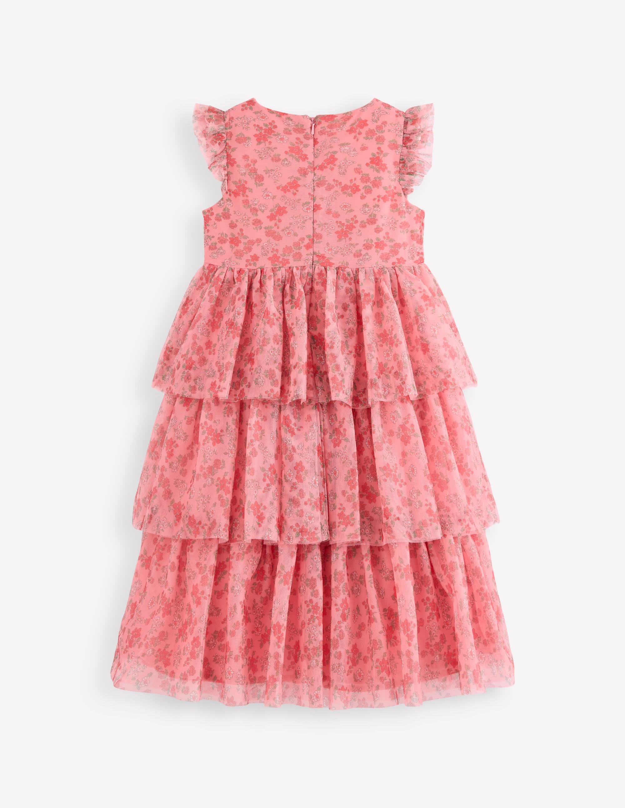 Heart Tulle Dress-Salmon Pink Meadow Floral - Image 2