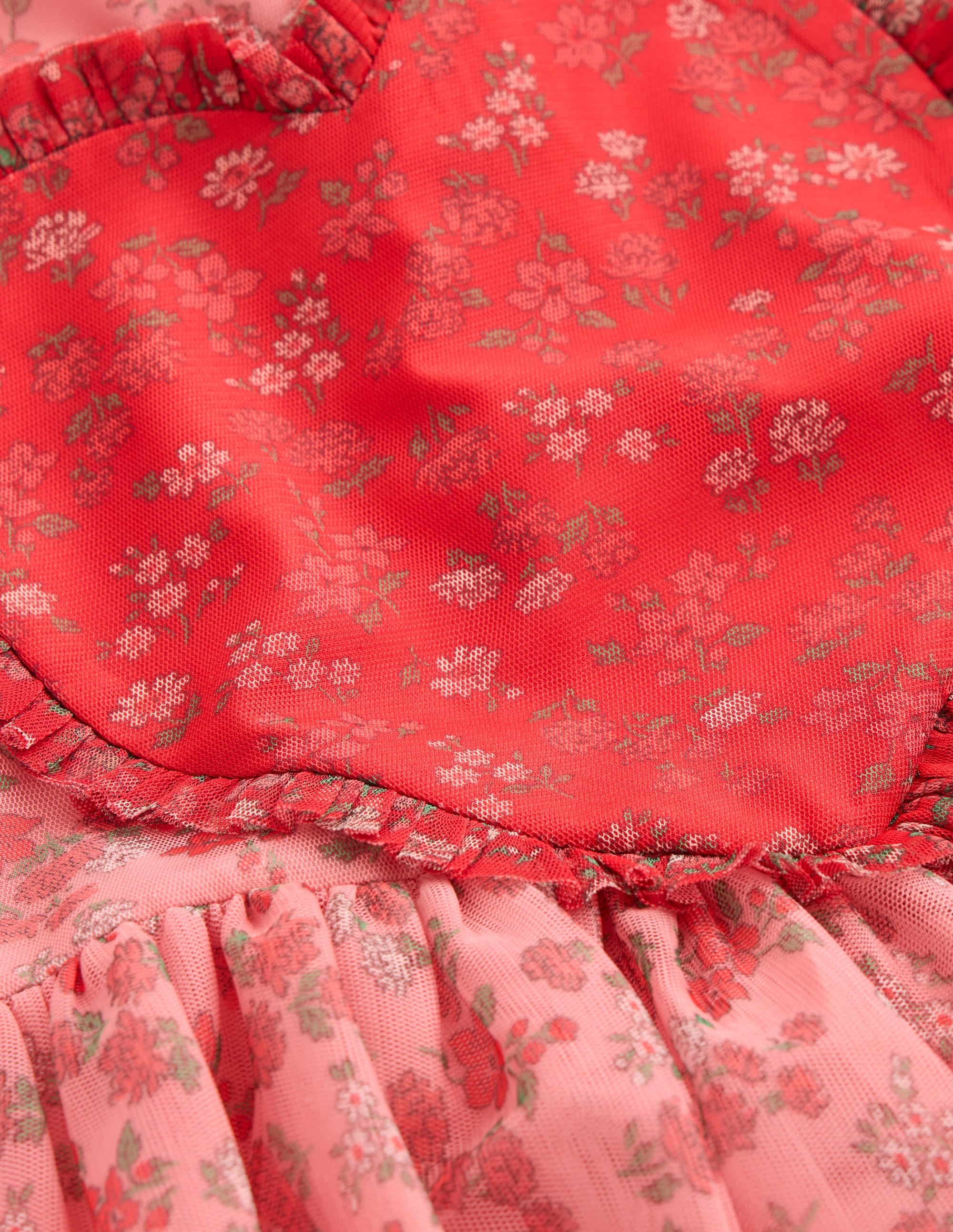Heart Tulle Dress-Salmon Pink Meadow Floral - Image 3
