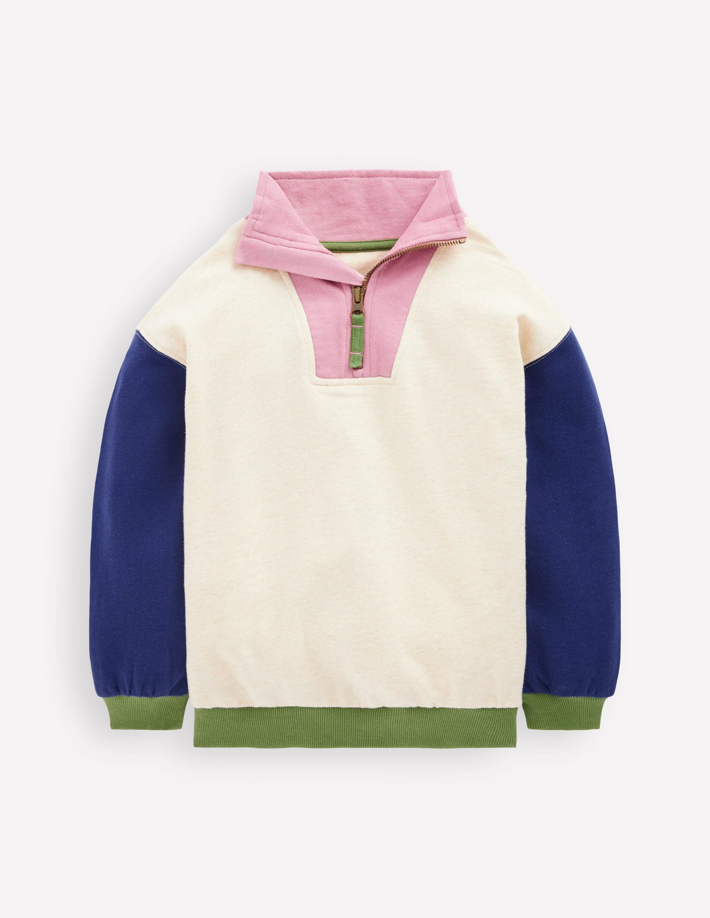 Half-zip Sweatshirt-Oatmeal Marl Colourblock