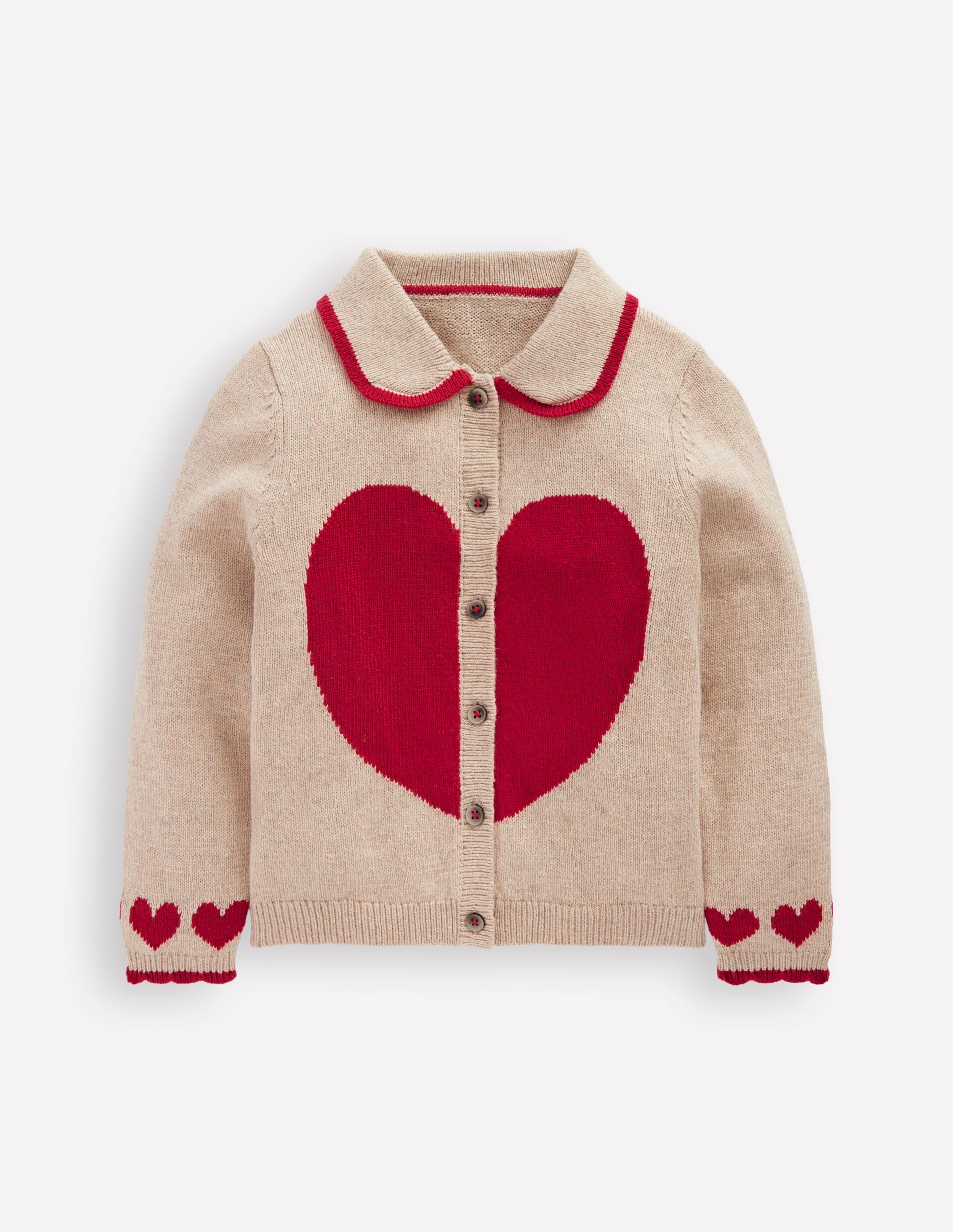 Collared Logo Cardigan-Chinchilla Melange Heart-2