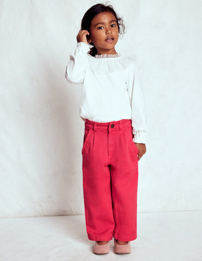 Pleat Jeans-Raspberry Pink-1