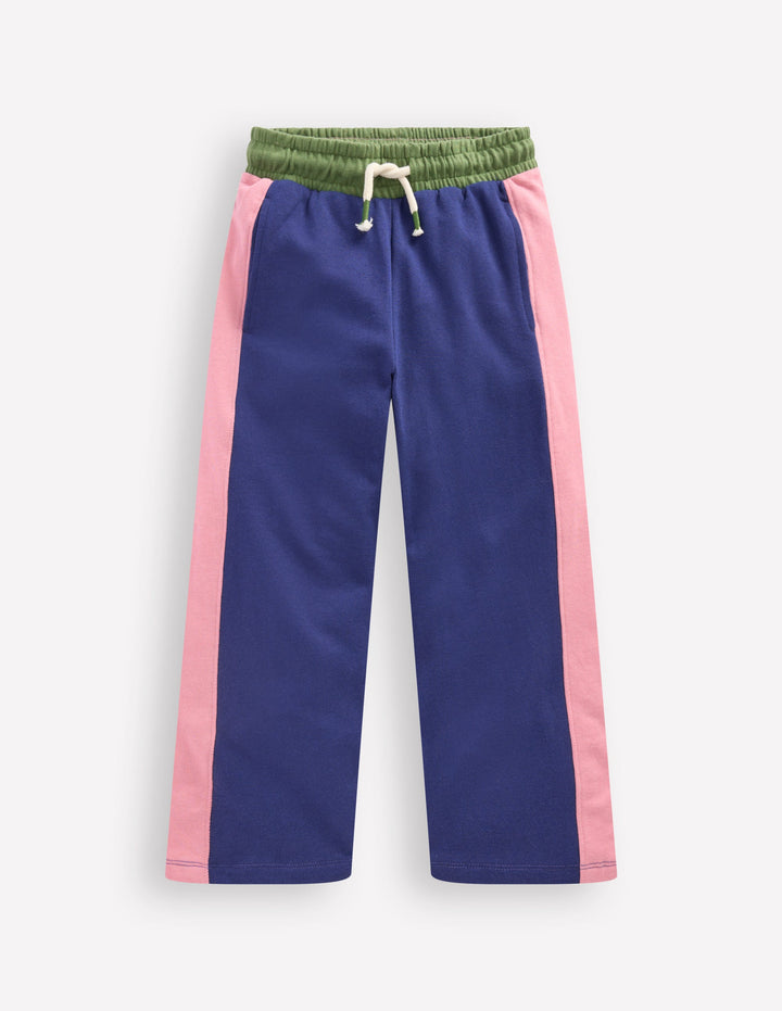 Wide Leg Colourblock Joggers-Starboard Blue Colourblock