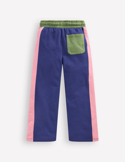 Wide Leg Colourblock Joggers-Starboard Blue Colourblock-2
